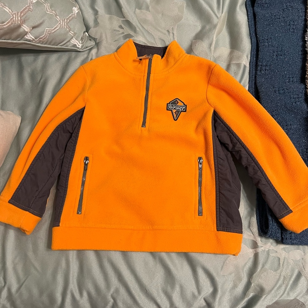 Circo 4T toddler boy Orange and grey fleece 2 quarter zip